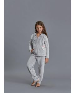 GRAY MELANGE POLAR PAJAMAS SET