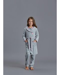 GRAY MELANGE POLAR DRESSING GOWN