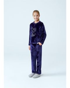 ULTRASOFT GIRLS PAJAMAS SET WITH NAVY BLUE BUTTONS