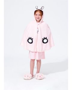 powder hooded fleece ear detailed girl dressing gown