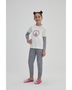 ecru cotton dog girl that eggplant is printed pajama sets