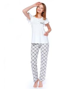 ECRU COTTON SHORT SLEEVE PAJAMA SET