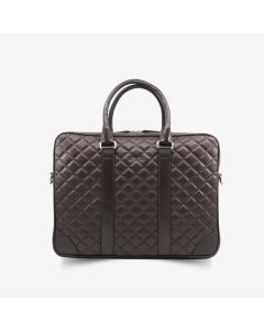 Derideposu Capitone Printed Laptop Entry Brown Leather Briefcase