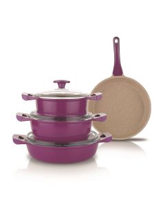 Schafer Grau Fireproof Nonstick Casting Cookware Set Purple