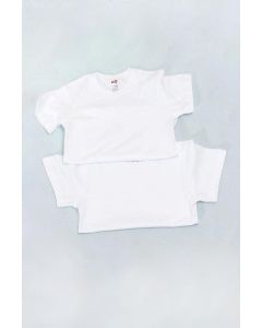 WHITE 2-PIECE COMBED COLLAR KIDS T-SHIRT