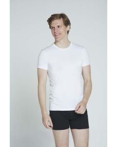 WHITE COMPACT O-COLLAR T-SHIRT