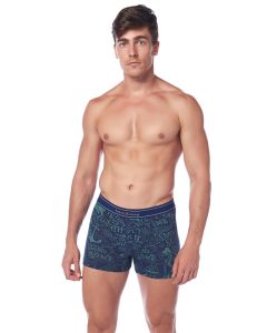 GREEN NAVY BLUE COMPACT PATTERNED BOXER