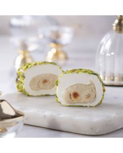 Cafer Erol Pistachio Coated with Hazelnut Paste Pasha Wrap Wick Turkish Delight 1Kg