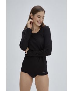 black round-neck long-sleeve thermal underwear female single parent