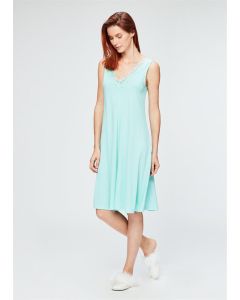 MINT V-NECK LACED WOMEN NIGHGOWN
