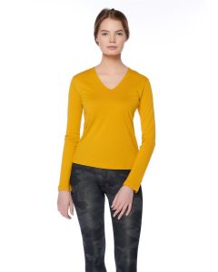 mustard v-neck women's long sleeve t-shirt