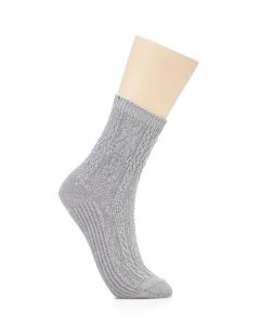 female gray melange knit cotton long socks