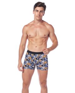black - mustard floral compact male boxer