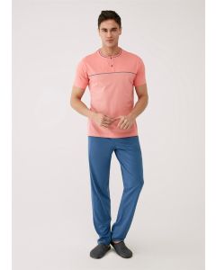 jacquard fabric buttoned collar male salmon that 3-set