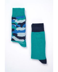 men's cotton socks navy green camouflage 2s