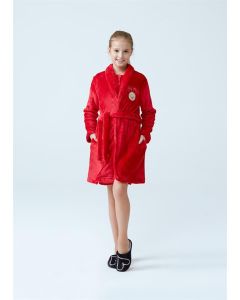 فستان بناتي مطبع بحزام أحمر