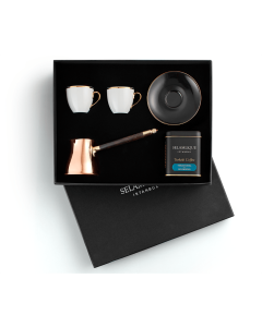 Selamlique Turkish Coffee With Copper Coffee Pot and Cup Set
