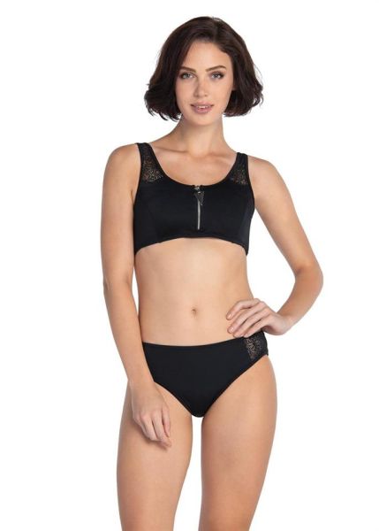black zippered patterned swimsuit strap loupe