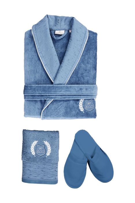 Men's Singles Deep Bathrobe Kit - Dark Blue - M