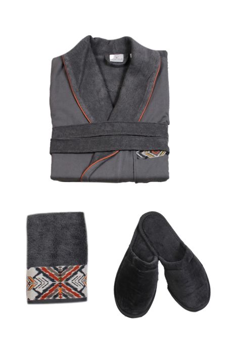 Pamira Men's Singles Bathrobe Set - Anthracite - L