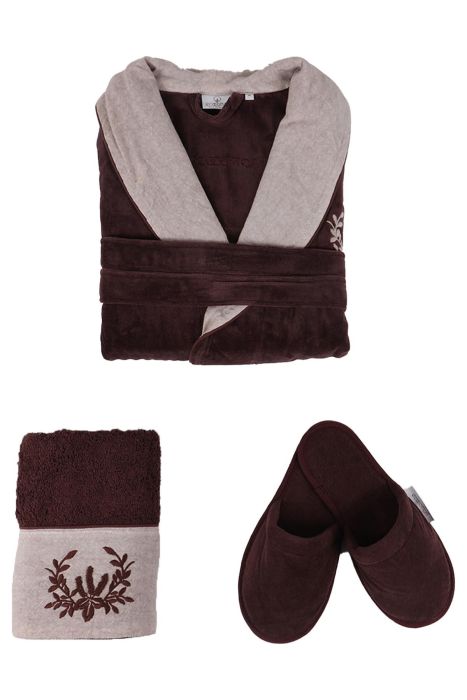 Pietra Men's Singles Bathrobe Set - Brown - M