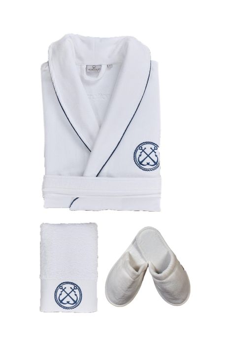 Route Men's Singles Bathrobe Set - White - XL