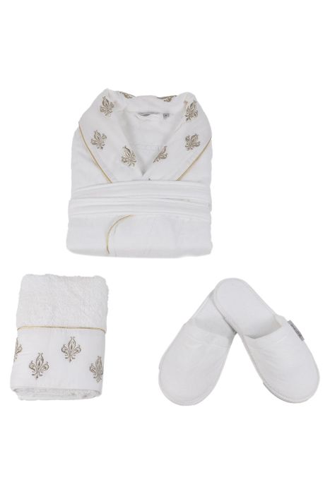 Women's Singles Aslışah Bathrobe Set - Cream - XL