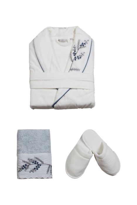 Women's Singles Deep Bathrobe Set - Cream - XL