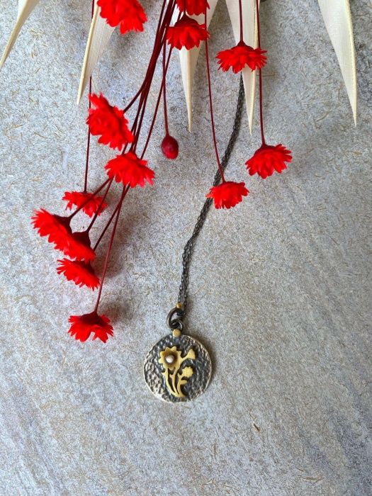 SILVER PITANE FLOWERS NECKLACE