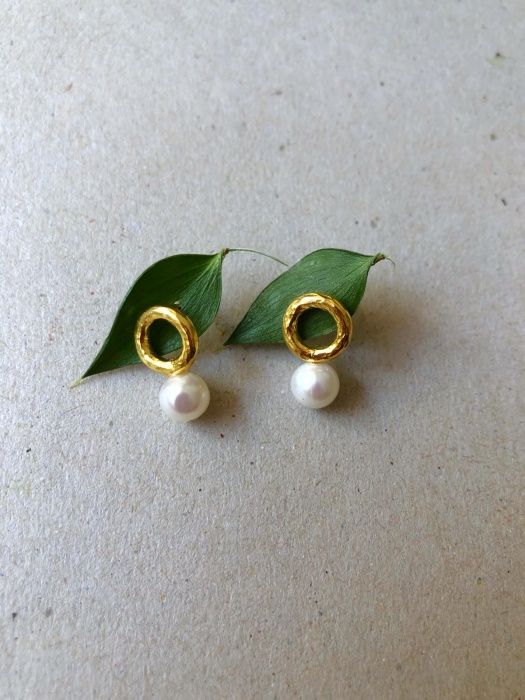 Silver Gold Plated Pearl Earrings