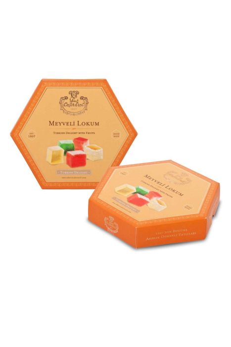 Mixed Turkish Delight with Fruit in Hexagonal Box