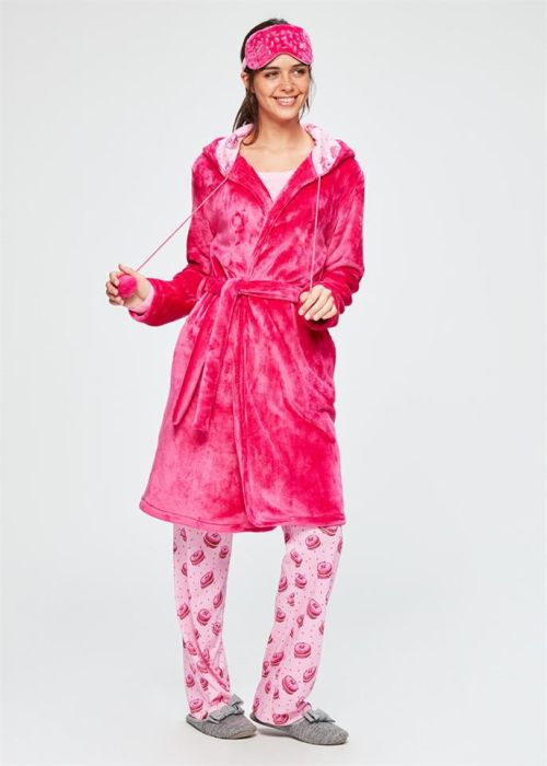 FUCHIA POLAR DRESSING GOWN