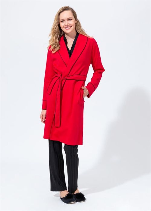 RED COTTON WOMEN DRESSING GOWN