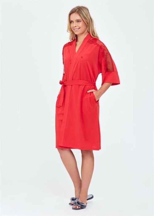RED WOMEN DRESSING GOWN