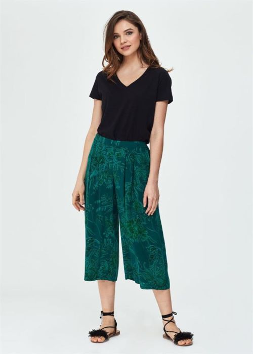 dgk11804 green cupro wide-legged pants culotte
