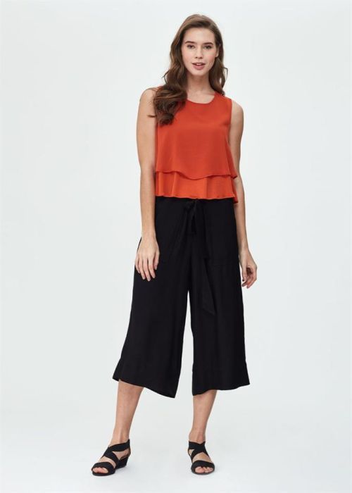 woven black wide-legged pants culotte