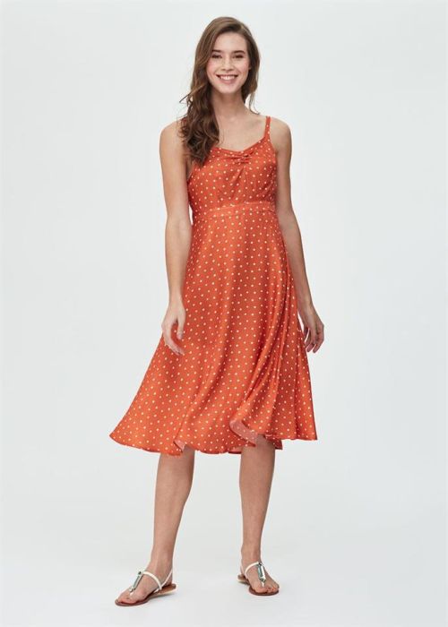cinnamon polka-dot halter dress women