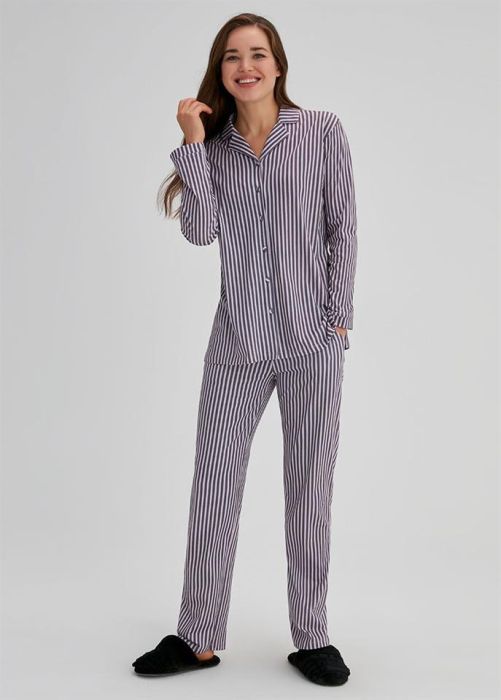 WOMEN'S COTTON SHIRT LONG SLEEVE PAJAMA SET