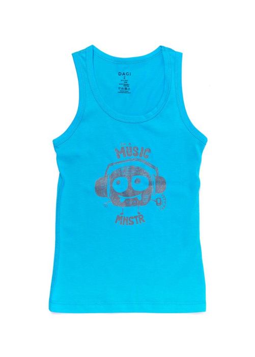 combed cotton print turquoise monster boy athlete