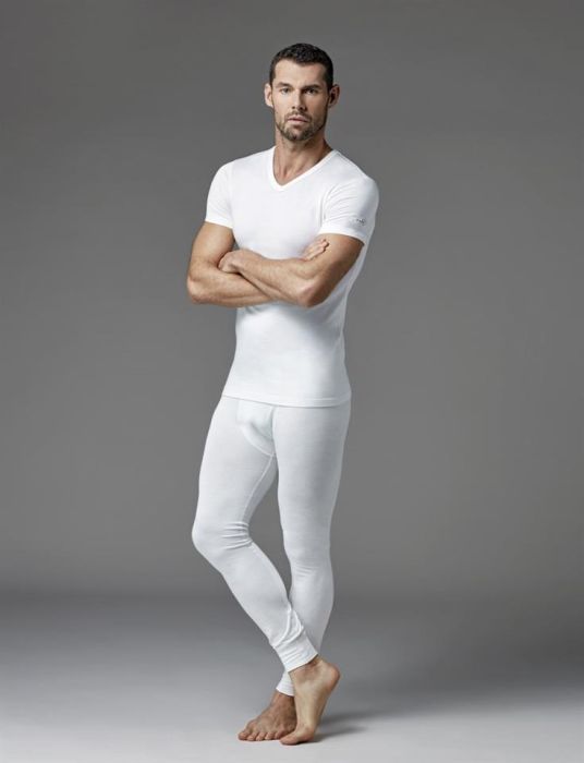 short sleeve v-neck top ecru single men thermal underwear