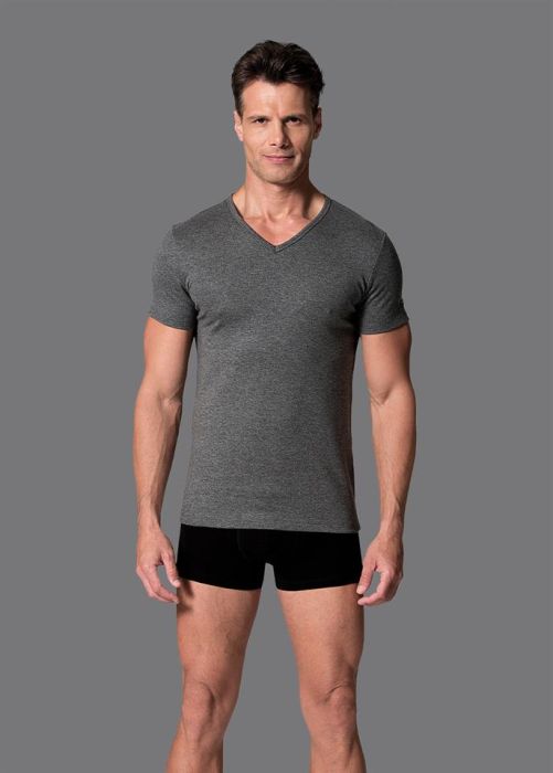 anthracite single v-neck short sleeve top male thermal underwear