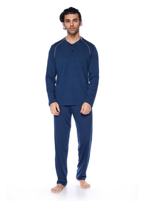 NAVY BLUE MODAL LONG SLEEVE PAJAMA SET