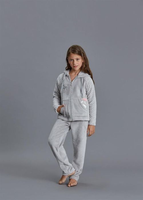 GRAY MELANGE POLAR PAJAMAS SET