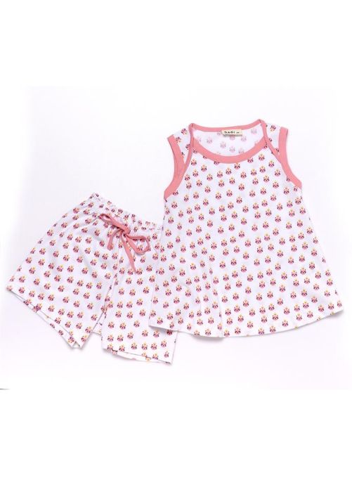 SALMON - WHITE SHORTS SET