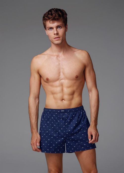 NAVY BLUE POPLIN MEN'S BOXER
