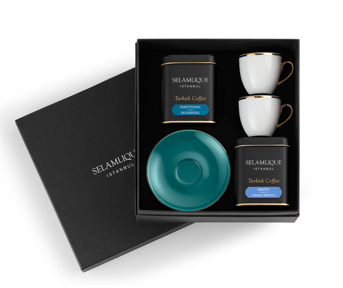 Selamlique, Turkish Coffee and Classic Turquoise Cup Set