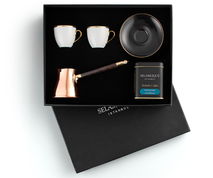 Selamlique, Turkish Coffee, Copper Coffee Pot and Cup Set