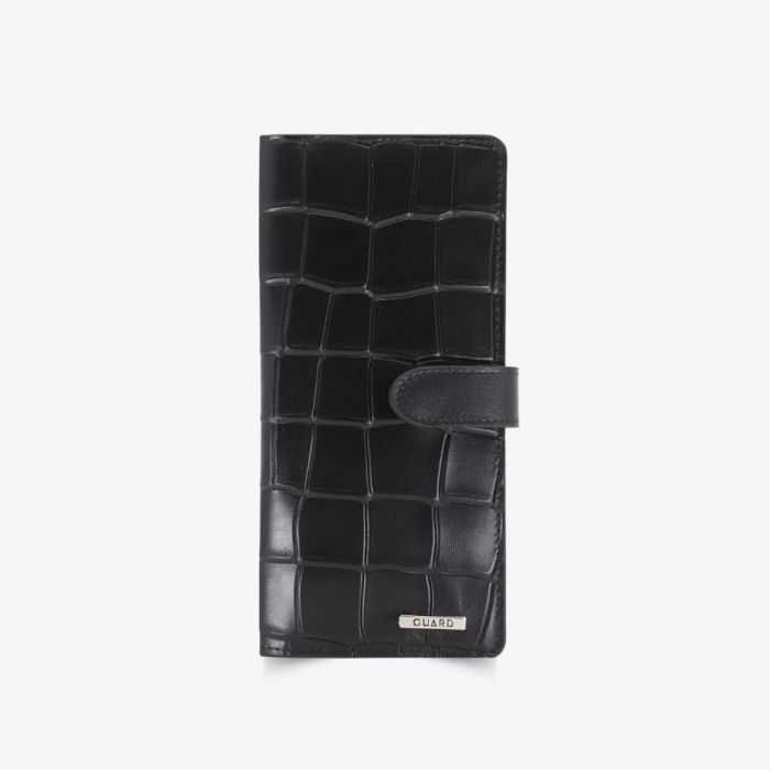 Derideposu Black Croco Leather Portfolio Parma Printed Wallet / 3032
